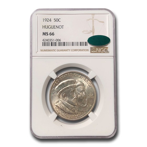 1924 Huguenot Commem Half Dollar MS-66 NGC CAC 1924 Huguenot Commem Half Dollar MS-66 NGC CAC